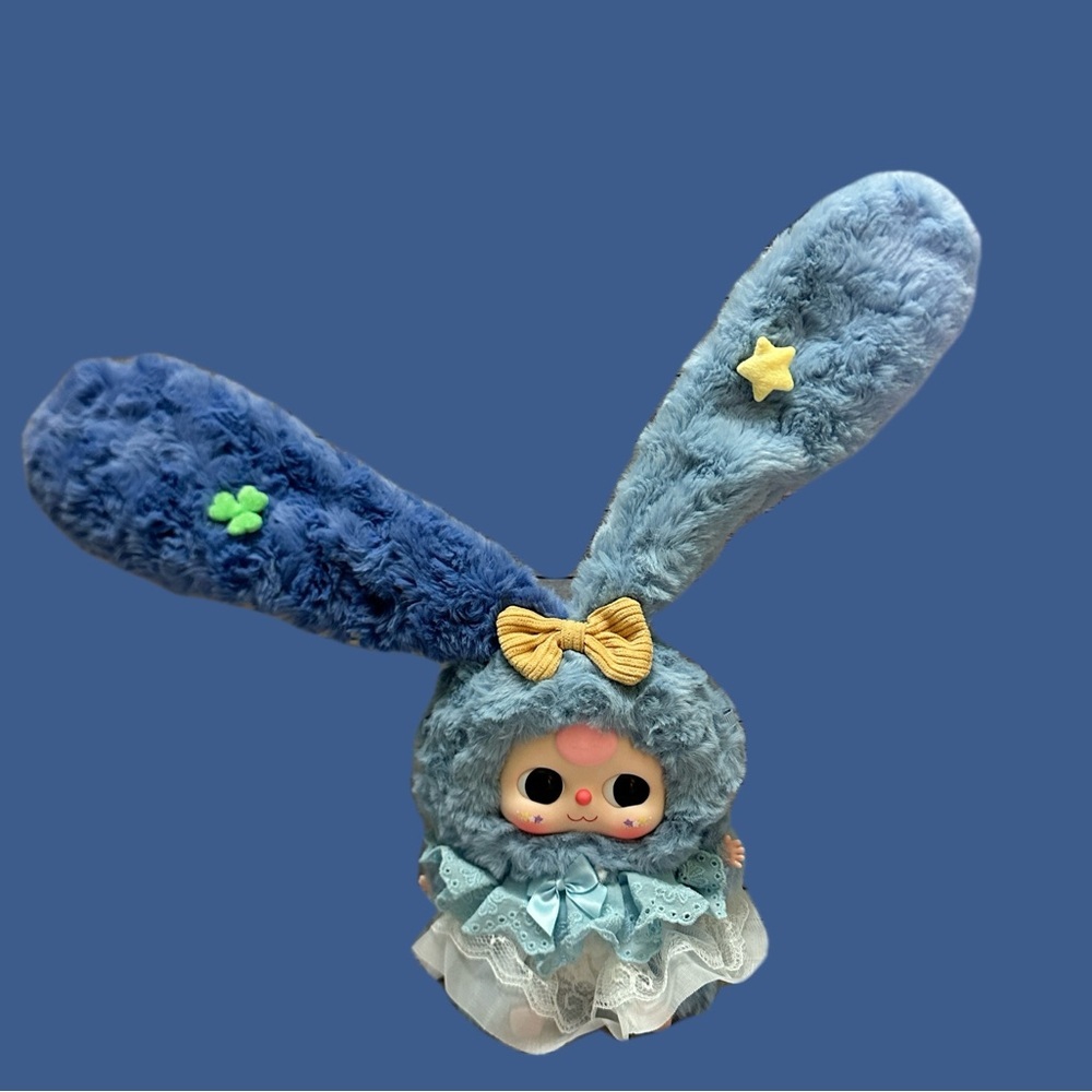 Baby Three Lily Charming Blue Bunny Plush with Stars and Bow